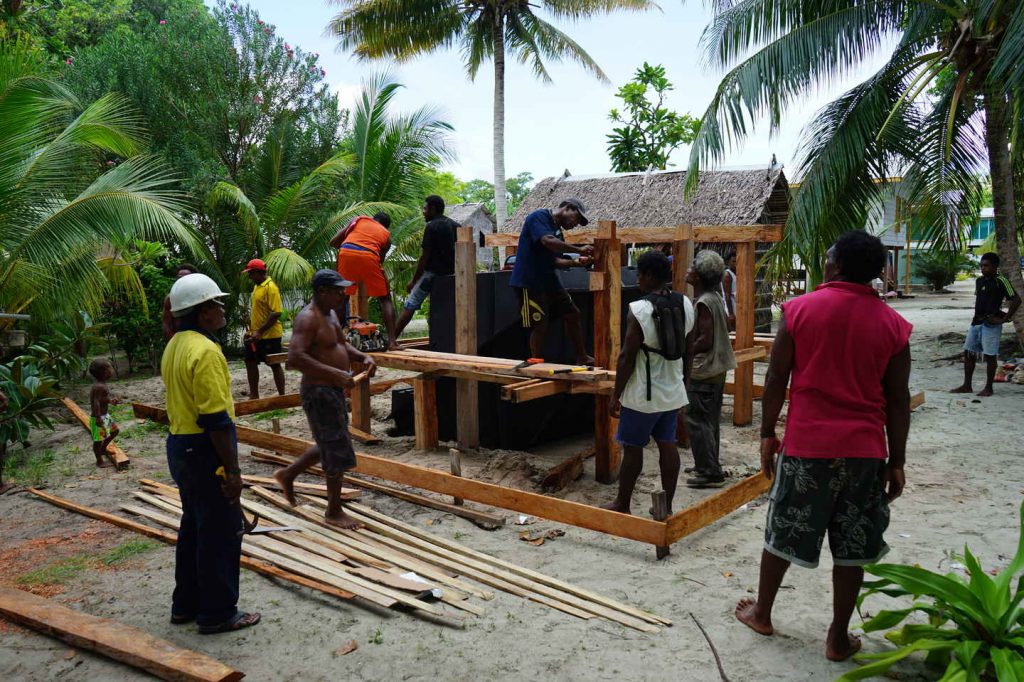 Building the frame for the new toilet block