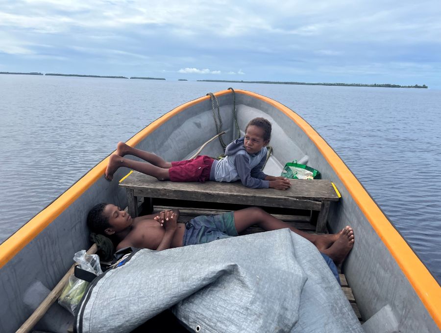 PNG kids in Boat